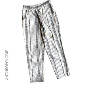 ANTHROPOLOGIE NWOT ESSENTIAL BEACH PANTS BLACK & WHITE TASSEL TIES | SMALL